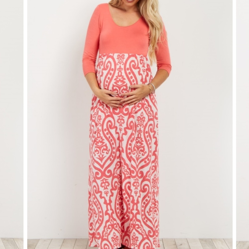 Coral maternity dress